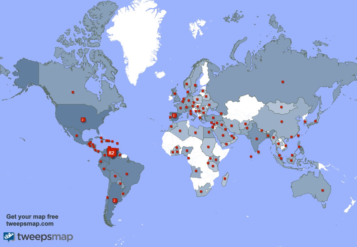 Muchas gracias a mis 79 nuevos seguidores desde Venezuela, Argentina, y más durante la última semana. tweepsmap.com/!prof_solano