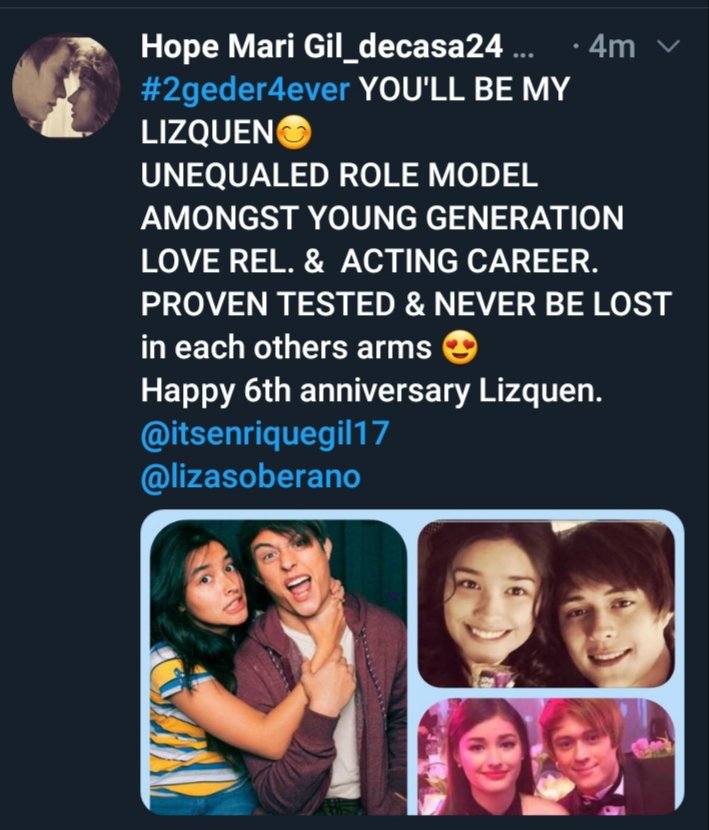GilDecs's tweet photo. Happy 6th anniversary  and more for my ultimate ROYALTY COUPLE LIZQUEN😊😊😊 https://t.co/p30plURvSK