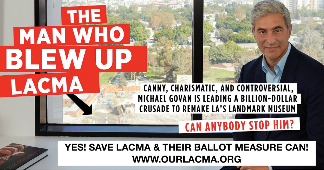 esotouric's tweet photo. The Man Who Blew Up LACMA: Inside Michael Govan's Quixotic Crusade to Reimagine a Landmark. https://t.co/Kaw6Xm9oRI 
It's not quixotic to ruin a public institution with the support of billionaires and politicians. A ballot measure to stop him is quixotic. https://t.co/NfgCKNE4BQ https://t.co/q1kpXo0STF