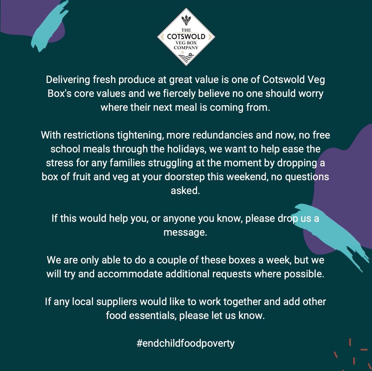 #ENDCHILDFOODPOVERTY 
#Cotswolds 
#stratforduponavon