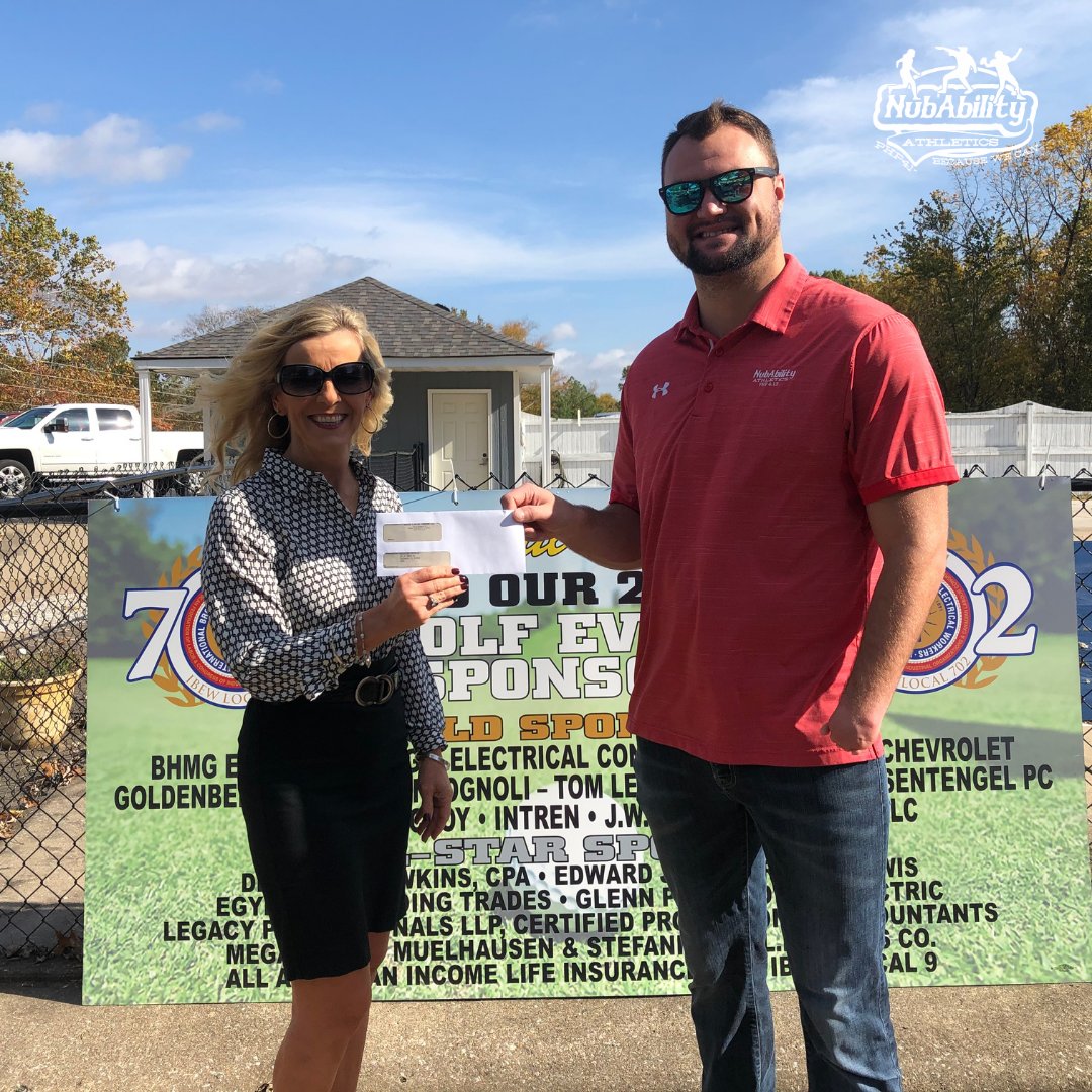 NubAbility's tweet photo. We are so grateful to Steve Hughart, Gina Nobel and the members and staff of @IBEWLOCAL702 who donated $5,000 from their golf scramble today! Thank you for everything you do for the kids.

#YOUmakeitpossible
#Morecampsforthekids

#NubAbility #NubAbilityAthletics #DontNeed2 https://t.co/N31EupRgDl