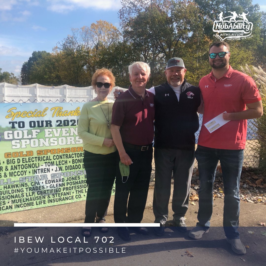NubAbility's tweet photo. We are so grateful to Steve Hughart, Gina Nobel and the members and staff of @IBEWLOCAL702 who donated $5,000 from their golf scramble today! Thank you for everything you do for the kids.

#YOUmakeitpossible
#Morecampsforthekids

#NubAbility #NubAbilityAthletics #DontNeed2 https://t.co/N31EupRgDl