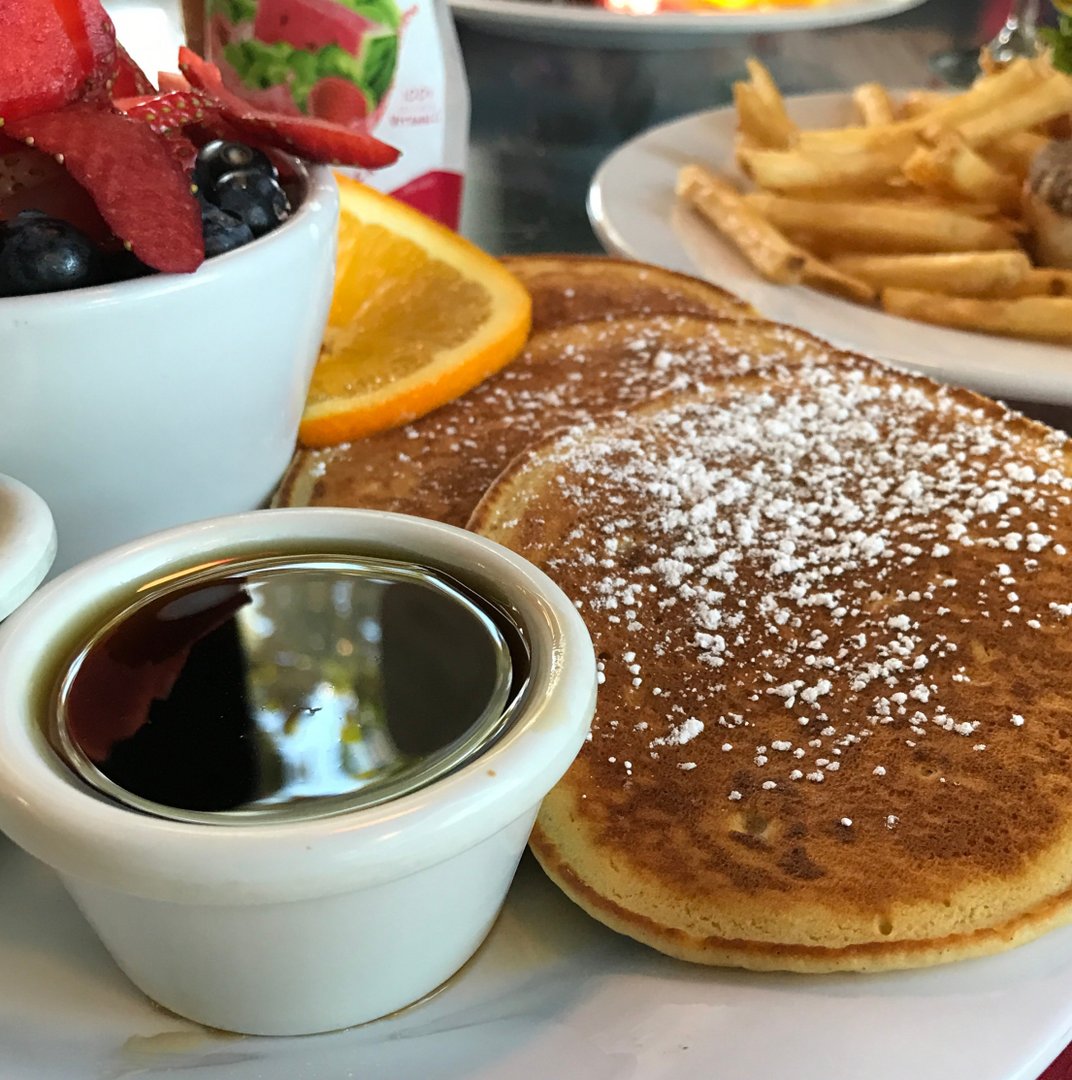 saturncafe's tweet photo. Missed breakfast? Breakfast missed you too, but it's never too late for the most important meal of the day with our breakfast anytime! Come try a plate of our famous pancakes with real maple syrup! #SaturnNELA #SaturnCafe https://t.co/Kn28MtcSxm
