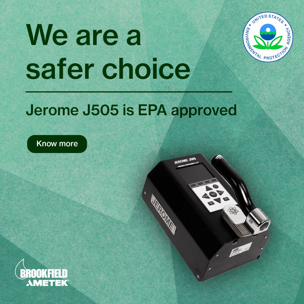 Brookfield_AZ's tweet photo. Jerome J505 is EPA Accepted👍
We care about the environment. Our Gas Analysis instrument, Jerome J505, meets EPA 1ug actionable residential levels in Hg concentrations under 28.01 μg/m3. For more information, visit: https://t.co/67C67fTbBd

#GasAnalysis #EPAAccepted https://t.co/iM3NZztFaZ