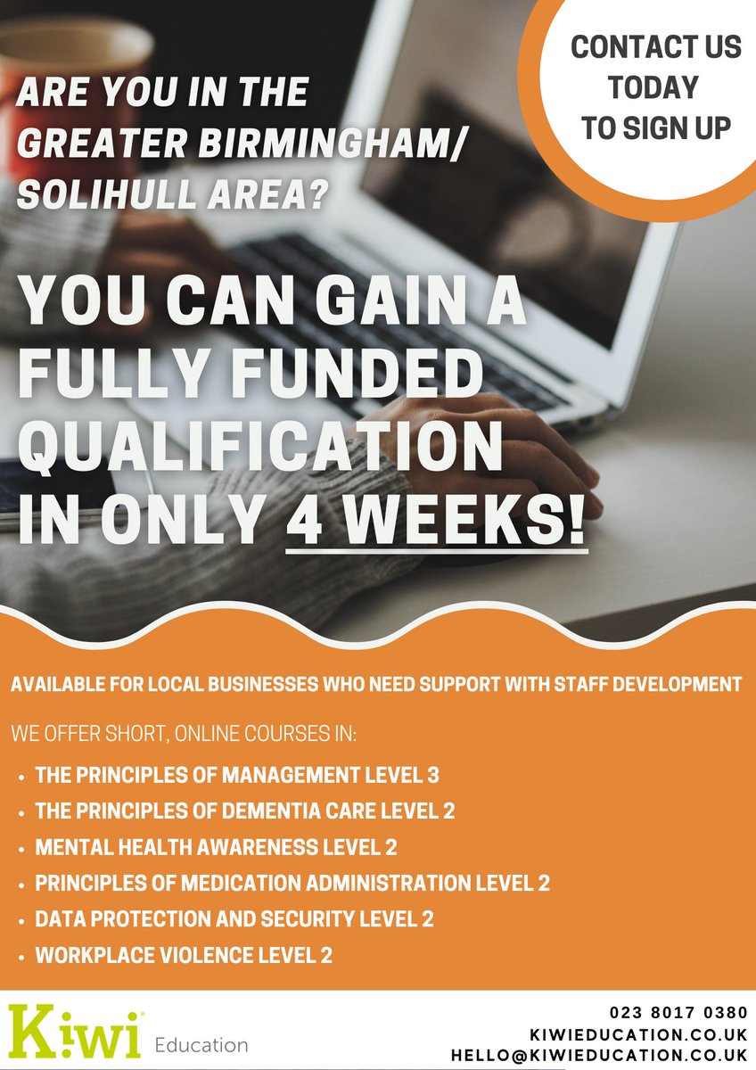 Are you in the Greater Birmingham/Solihull area?
We offer short fully funded online courses for local businesses.
It only takes 4 weeks to complete
Contact us today on 02380 170380 to sign up
#Brimingham #Solihull #Training #Onlinecourses #Birminghambusiness #Birminghamtraining https://t.co/INnUvn6zdy