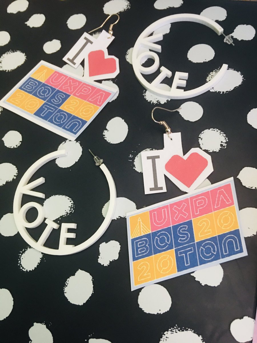 Astridpie's tweet photo. ⁦@uxpaboston 19th Annual #UXconf is virtual this year, but that didn't stop me from wearing #AstridSpiritEarrings for the event! In fact, this year I did a switch midway thru the day. #Vote

Thank You ⁦@TwoBySixteen⁩ for providing the beautiful branding for #UXPABOS20 https://t.co/5j7v1WMphd