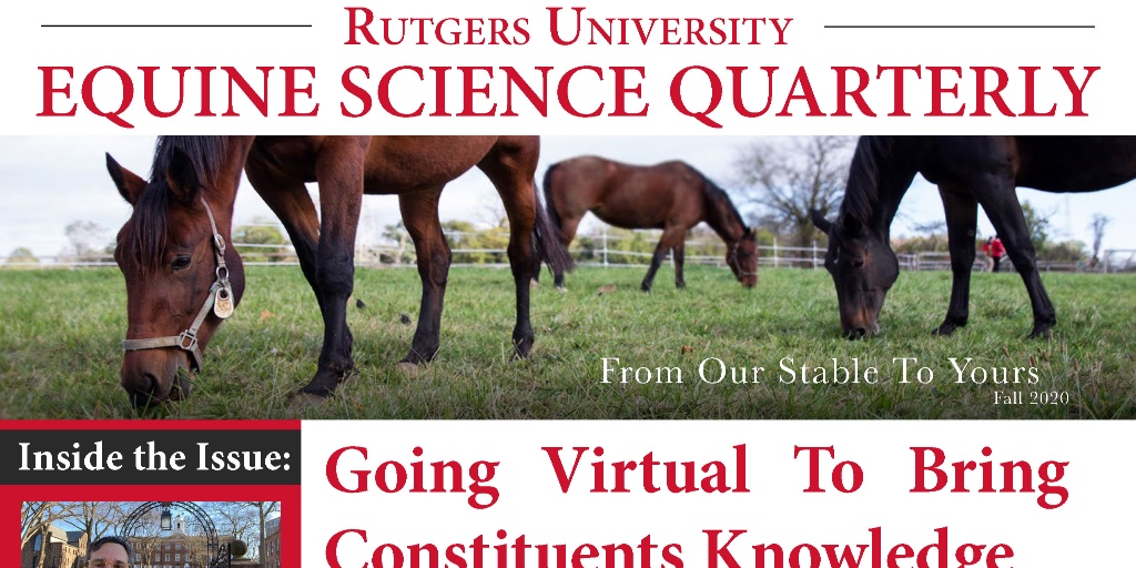 Join us for the Fall 2020 Newsletter as we highlight our recent virtual events as we keep engaged with all of our equine enthusiasts, as well as some other great stories.

Go to: go.rutgers.edu/ESQ-Fall2020

#EquineScienceQuarterly #RUESC #Rutgers #Horses #EquineScience