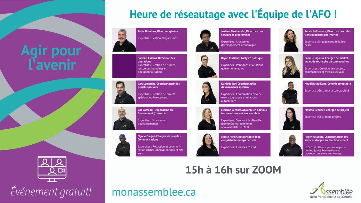 MonAssemblee's tweet photo. Appel à tous et à toutes ! Venez jaser avec nous ! L'équipe de l'AFO est à l'écoute, préparez vos questions et joignez-vous à nous dans l'heure de réseautage Rencontrez un.e expert.e de l'AFO !
C'est maintenant, trouvez le lien juste ici : https://t.co/VGmE2STJjj
#RAV2020 https://t.co/VgDr8h6FJk