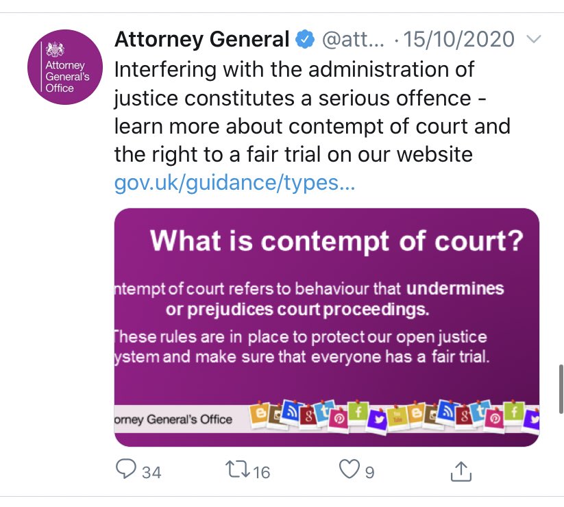 BarristerSecret's tweet photo. I suggest that @pritipatel start following @attorneygeneral. Might save future embarrassment/imprisonment. https://t.co/0MRWSbpMs2