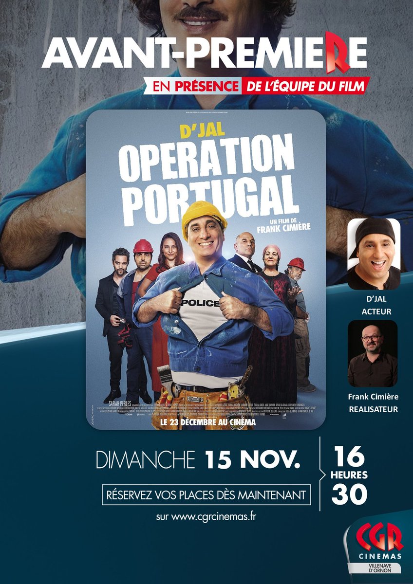 Rendez vous au CGR Villenave d'Ornon pour assister à l'avant Première D'OPÉRATION Portugal en présence de <a href="/djalcomedy/">D'jal</a> et du réalisateur Frank Cimière. On a hâte de vous voir 😊
#sonypictures #djal #operationportugal #cgr