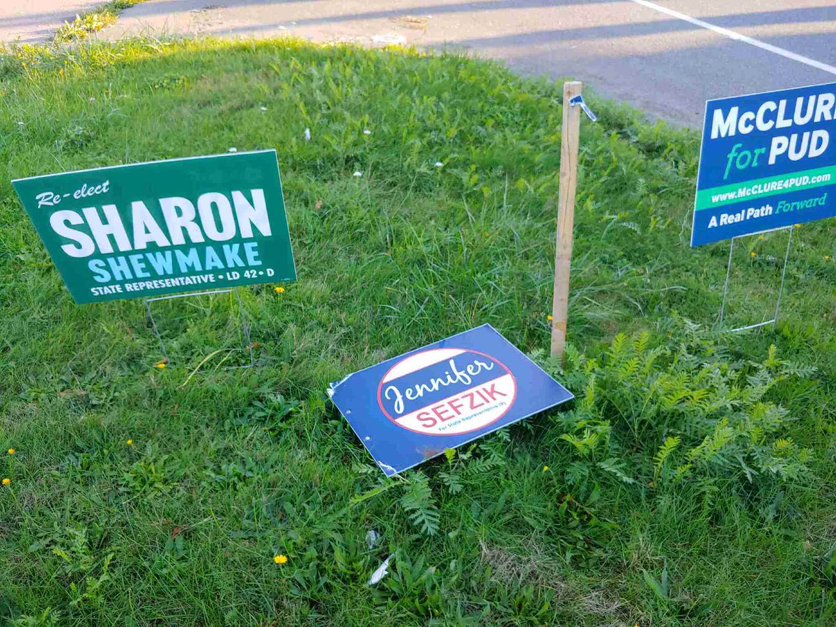 JenniferSefzik's tweet photo. As sad as it is to see the wide spread vandalism and theft of our signs over the last few days, I rest easy knowing that it’s because our opponents are feeling the heat and know the momentum is in our favor.

12 days!

#waleg #waelex https://t.co/GWiU9pFeXC