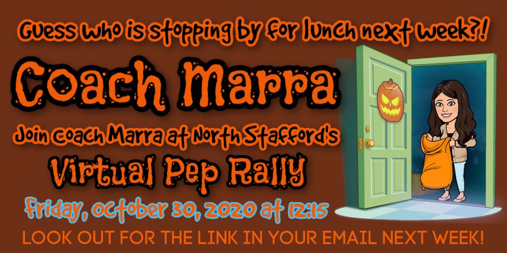 ms_andreamarra's tweet photo. Virtual pep rallies are back! Who’s excited!? #seeyounextfriday #youdontwanttomissthis https://t.co/sERlL5zweE