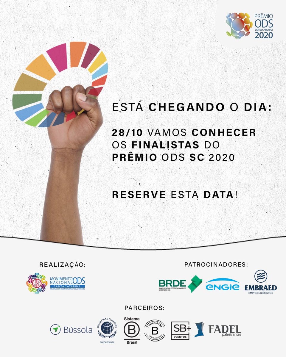 MovimentoODSSC's tweet photo. 🏆 Está chegando o dia de divulgar os finalistas do Prêmio ODS SC 2020! Os 3 finalistas de cada categoria serão apresentados no dia 28 de outubro de 2020. Reserve esta data. ⚠ Em breve traremos mais detalhes, fique atent@!
#PremioODSSC2020 #ODSSC #ObjetivosGlobais https://t.co/3ZYRmKy97e