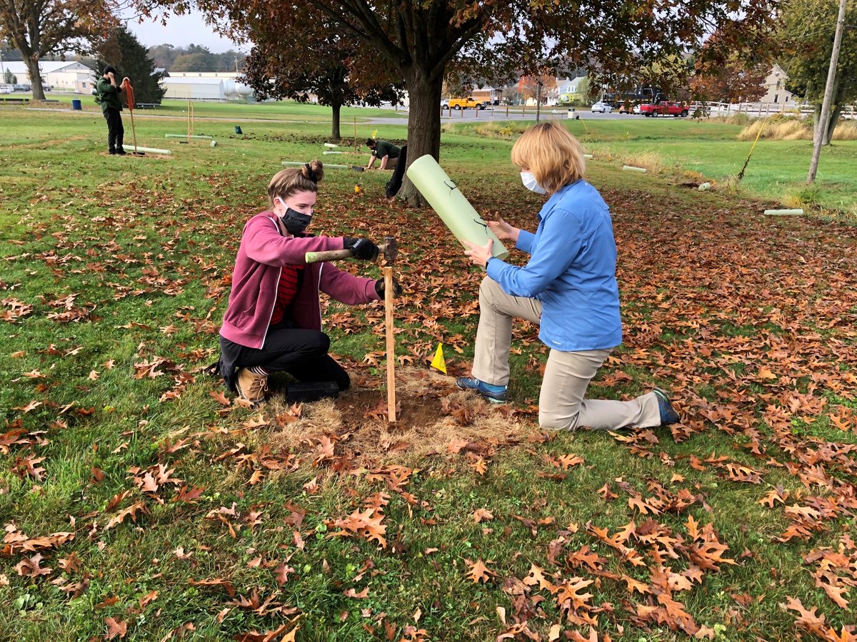 DCNRnews's tweet photo. New trees planted by DCNR in a streamside buffer in New Freedom today, new grants announced for more trees! ➡️ https://t.co/IqwzU5m0Gv #waterquality #streambuffers https://t.co/2cWg5Jy7a8
