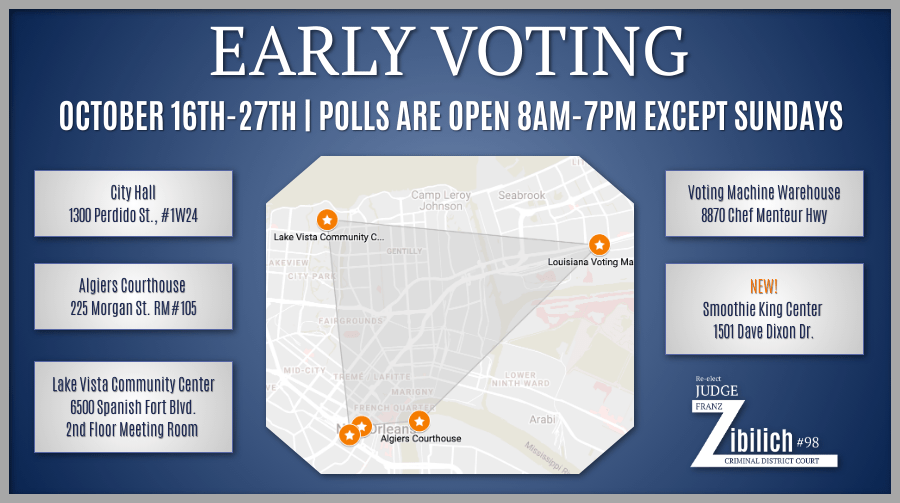 reelectzibilich's tweet photo. Have you voted yet? If not mask up and get to it, there is no better time than the present. Find your polling place and put your ballot together at https://t.co/8hzckzxRhe. #NOLA #NewOrleans #Vote2020 #VoteNOLA #voteearly https://t.co/PLliJF3xGe