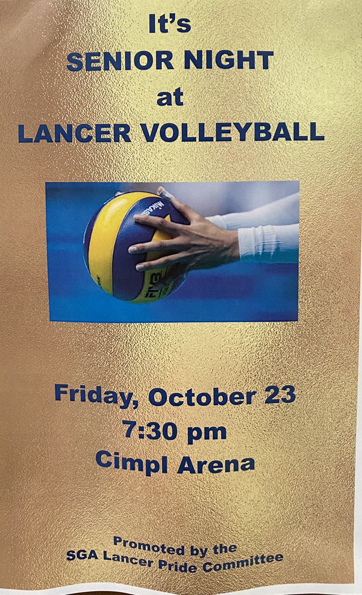 GAMEDAY!

Volleyball takes on Dordt at 6/7:30!

It is Senior Night! So come on out and show support! Make sure to wear Lancer Gear!

#〽️ountUp