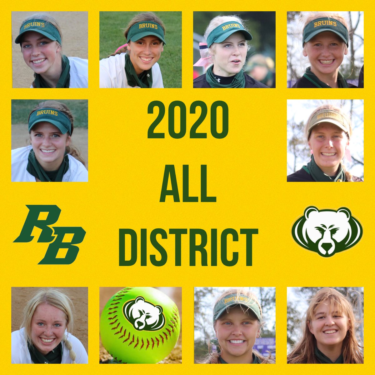 SoftballRb's tweet photo. Go ahead and count it! That’s 9 players who made the All-District list. #BruinBall https://t.co/y5KR7MU4VV