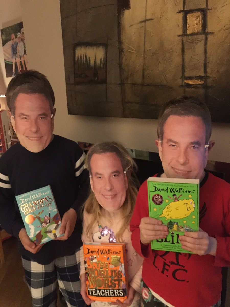 cocoacay's tweet photo. When dress up day at school  (sadly ) doesn’t happen there’s always David Walliams to make the day😍@davidwalliams @saintpatsbns https://t.co/ijnZiyP7ij
