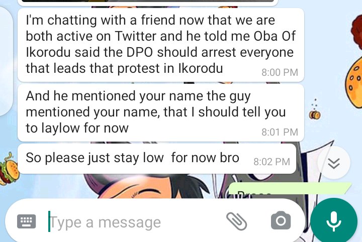 TheDapoEko's tweet photo. If you don't hear from me again,  hold the Oba of Ikorodu responsible! God knows i did my best not to get involved in their dirty politics and stupid local shenanigans! We had peaceful protests in my hood; no deaths, no casualties? Why is my life being threatened??  😢😭😭😭 https://t.co/fmIbyB7EpZ