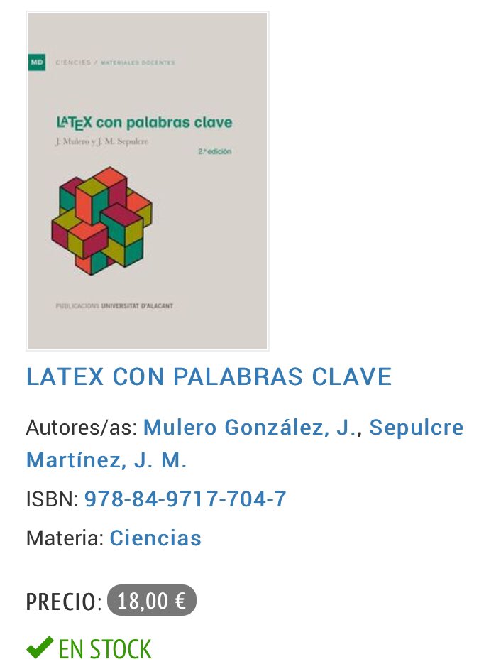 juliomulero's tweet photo. ¡Ya está disponible en la web del Servicio de Publicaciones!

https://t.co/hsPVDQ6Wj0

#LaTeX forever 💚💜🧡 https://t.co/DiUbmIYciE