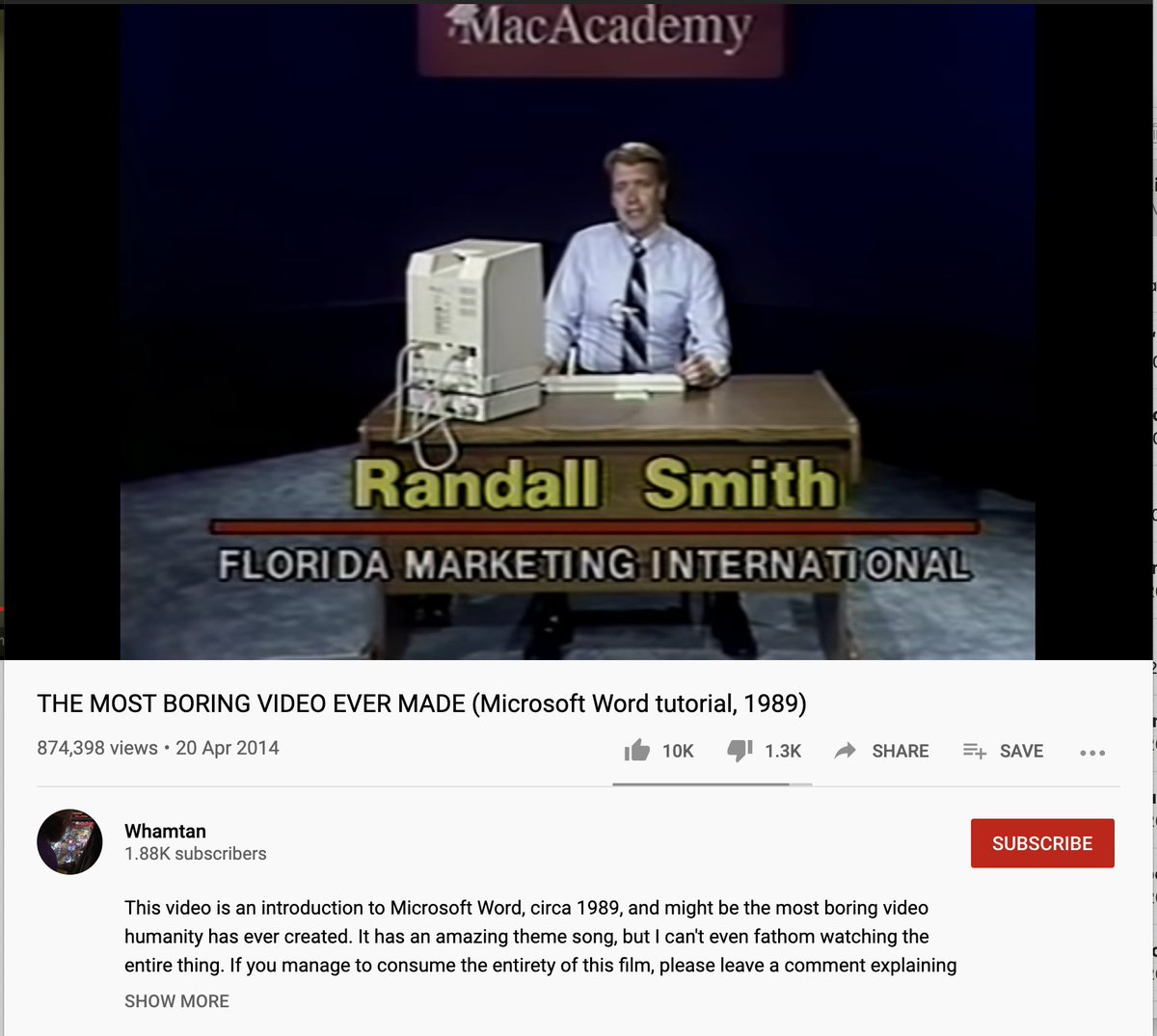 I just checked, the most boring video on YouTube has 874k views and that's literally just a video of a guy named Randall talking direct to camera for nearly 2 hours about word processing.