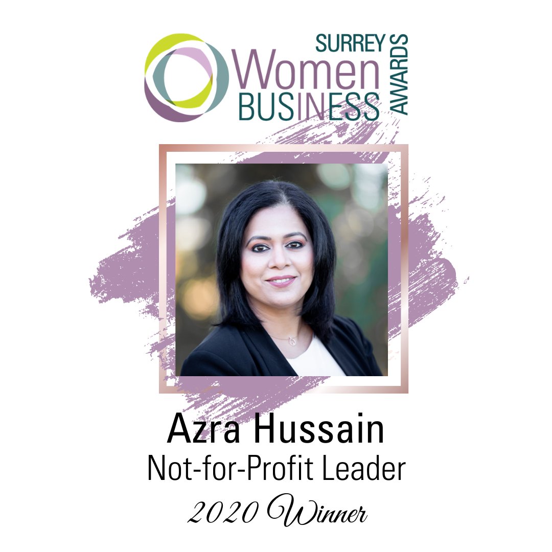 SWRBOT's tweet photo. The winner of the 2020 Surrey Women in Business Award – Not for Profit Leader Category, sponsored by @ManningElliott is Azra Hussain of @SurreyHospFdn! #WIB2020 https://t.co/x7mGP8WFCs