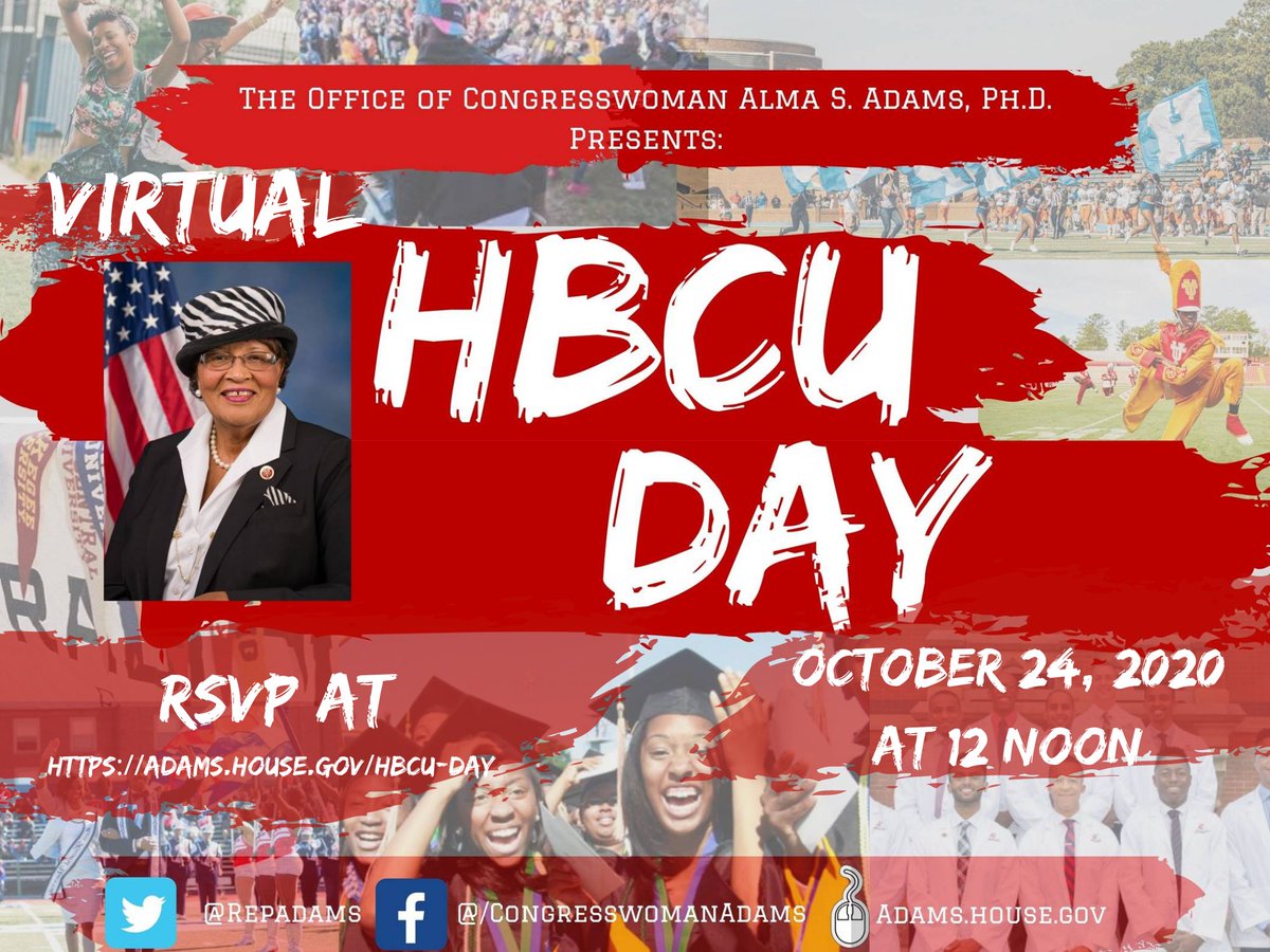 Please join us tomorrow for HBCU Day! #HBCUDay #HBCUStrong <a href="/RepAdams/">Rep. Alma S. Adams, Ph.D.</a>