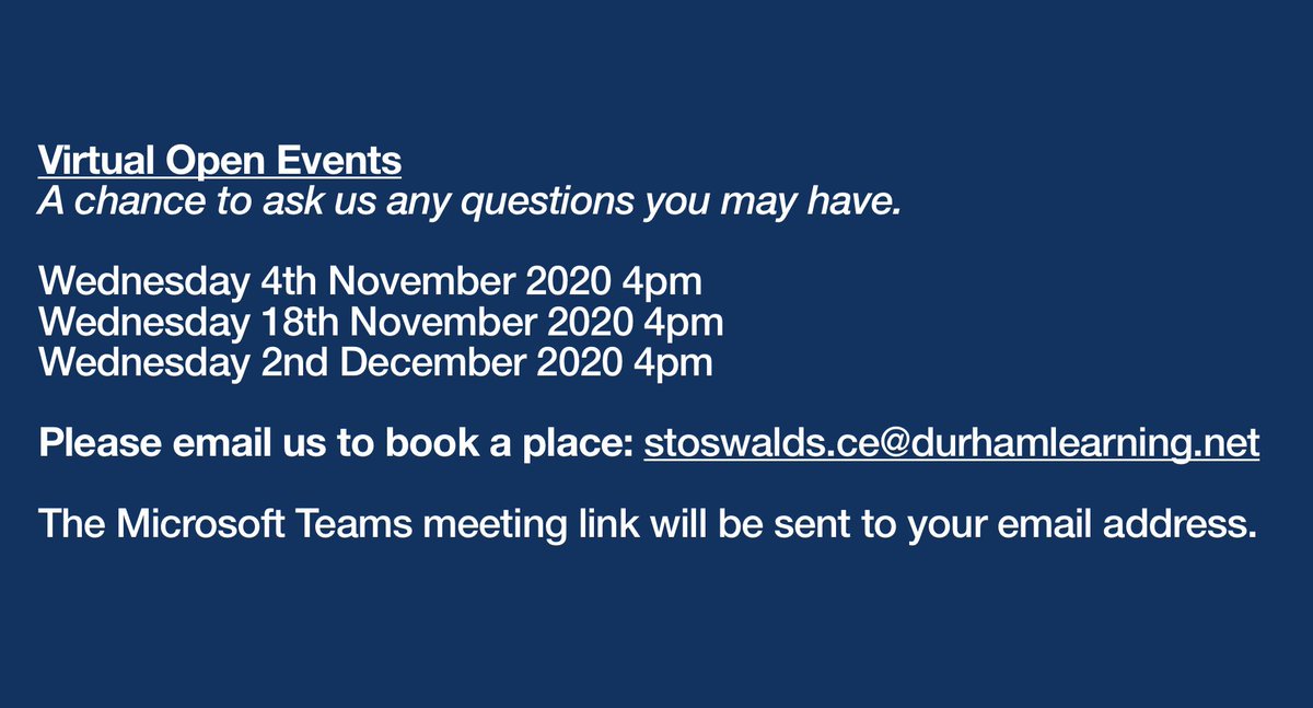 stoswaldsdurham's tweet photo. Are you considering St Oswald’s as the school for your child?  Please see our virtual tour video on our Facebook page: https://t.co/WFcrpyXeSE https://t.co/0z1rygVs46