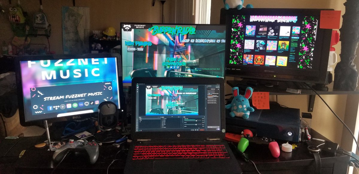 Current set-up for #Gaming & #RadioProgramming! What rating would you give? #RateMySetup #Furry #GamerThings