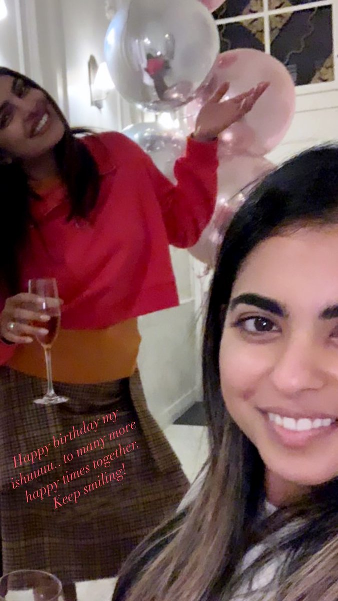 _IshaAmbani's tweet photo. Thank You For Birthday Wishes! My Cute #PriyankaChopra (PC) ❤️ https://t.co/DBG018fFW6