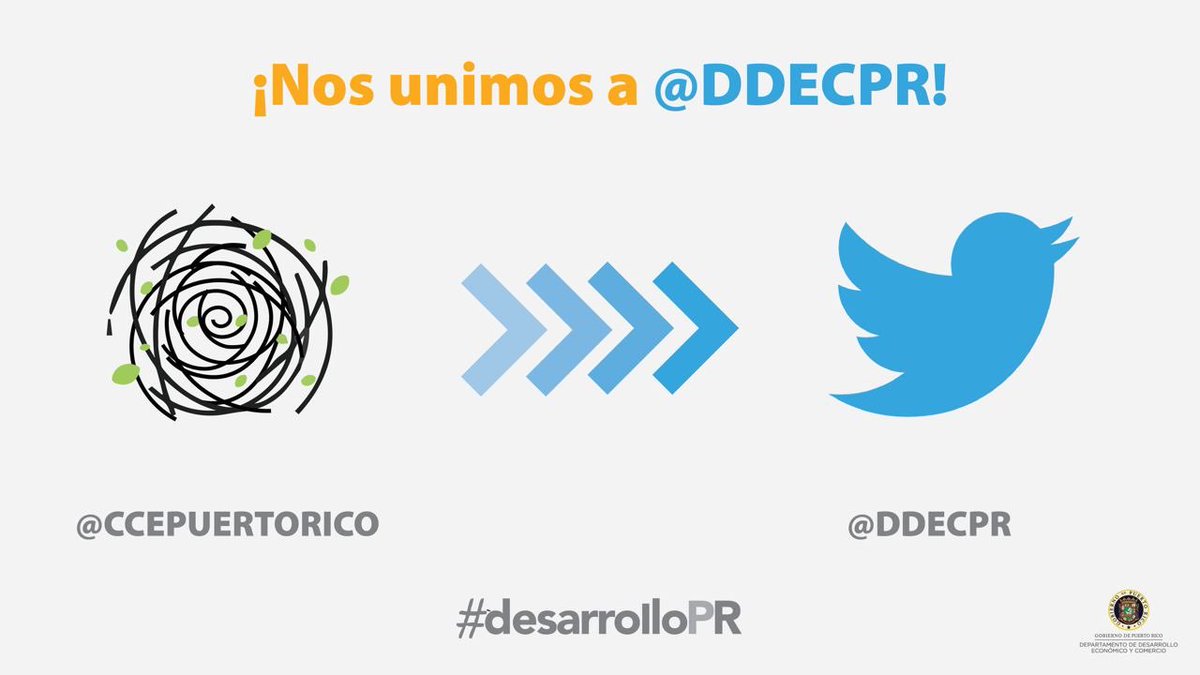 ¡La cuenta <a href="/CCEPuertoRico/">CCE</a> migrará en una semana a <a href="/DDECPR/">DDEC Puerto Rico</a>! Ahora juntos y con más recursos seguiremos impulsando la creación de nuevos negocios y su desarrollo. ¡Síguenos! #desarrolloPR