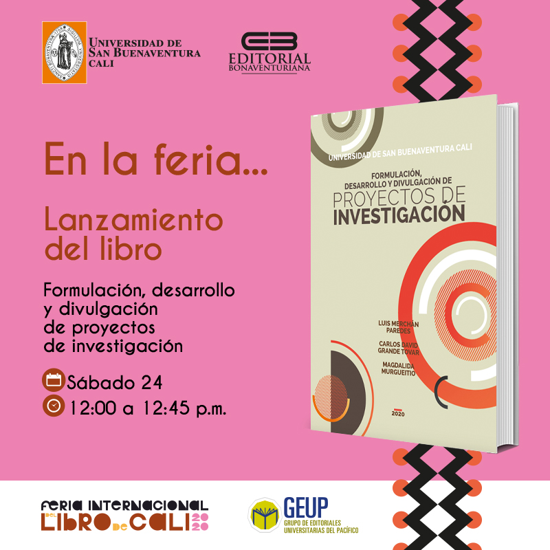 EditBonaventuri's tweet photo. Prográmate con la @CaliFeriaLibro y los lanzamientos de la editorial 📕📗📘
📘 Formulación, desarrollo y divulgación de proyectos de investigación
📆 Sábado, 24 de octubre
⏰ 12:00 a 12:45 pm
Sigue el lanzamiento en ➡️ https://t.co/ThR838UqG3
#LibrosUSB #filcali https://t.co/aB9KjgF4il