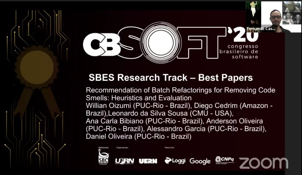 wnoizumi's tweet photo. Our paper received the distinguished paper award at SBES 2020 https://t.co/QJjuq5TJsd