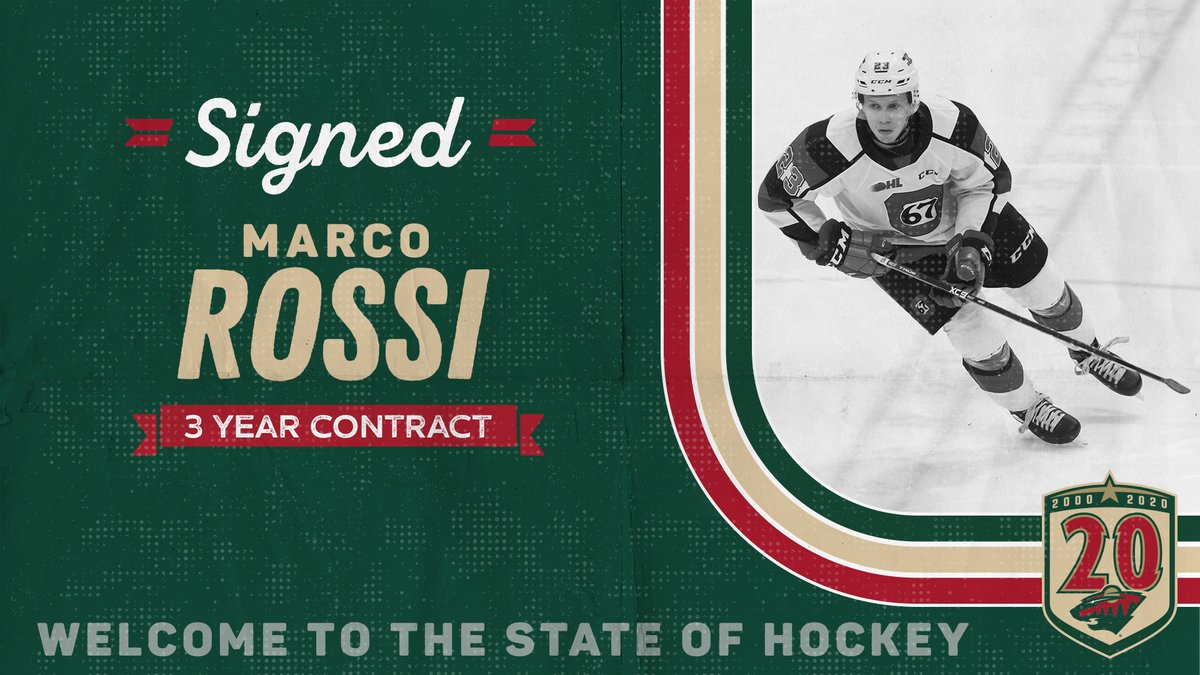 🗣 MARCO The #mnwild has signed forward Marco Rossi (@marcorossi2383) to a three-year, entry-level contract. 🗞 » bit.ly/3mhby0p