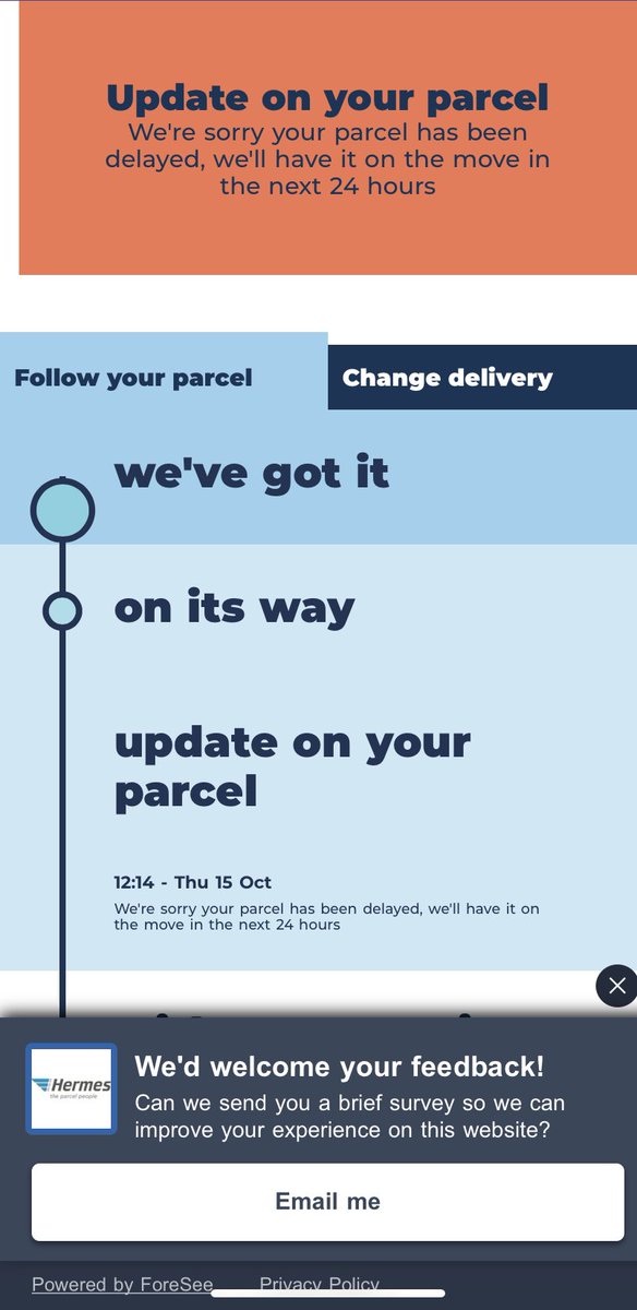 DickHump's tweet photo. @Hermesparcels any chance of delivering my parcels?? Having one for 8 days is bad but having the other for 15 days is a piss take 😡 https://t.co/o8keIn75an