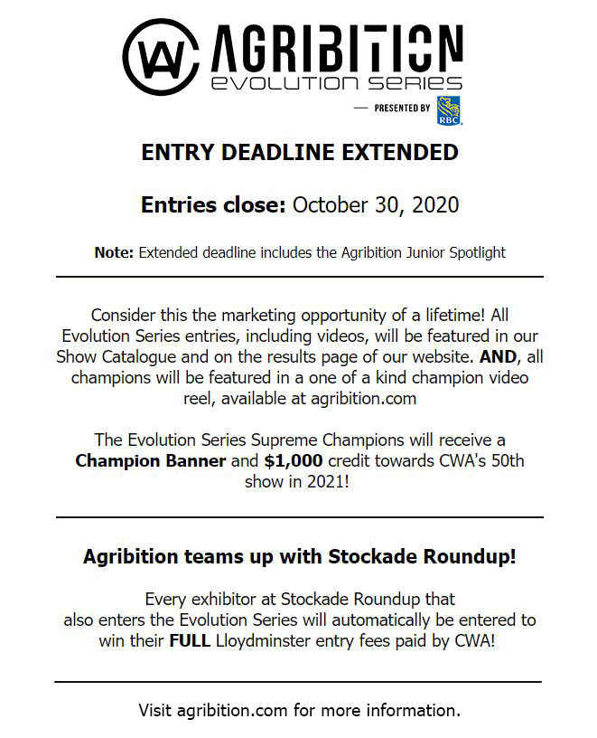 CAN_Hereford's tweet photo. Deadline for @Agribition Evolution Series virtual show has been extended! 
https://t.co/B1lwA4FRN4 https://t.co/TYDAwGrHK5