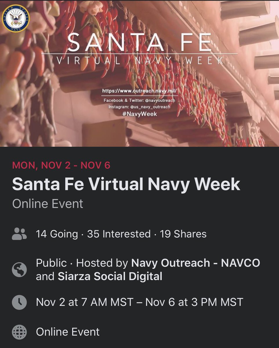 Santa Fe Virtual Navy Week in two weeks!!

#NavyWeek