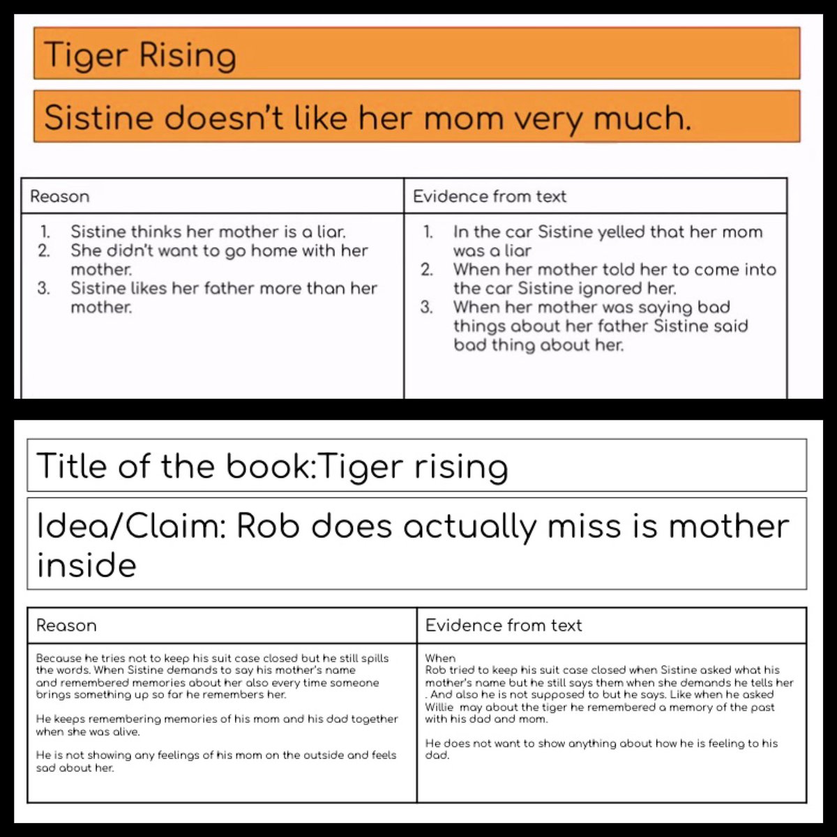 MrsBolek102's tweet photo. This week we worked on using text evidence to support our positions in a debate by forming claims or ideas in a story. Fourth graders collaborated in teams to make a claim from our shared reading, Tiger Rising! We then presented our claims to class! #FourthGrade @D102Meridian https://t.co/a93WwTSd1G