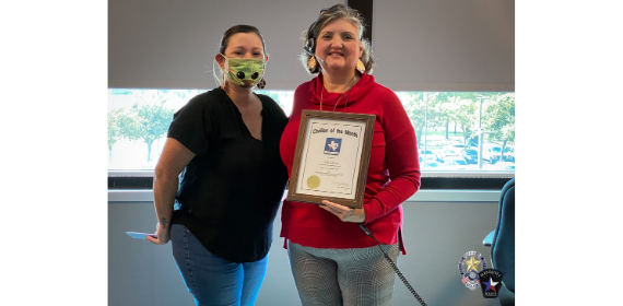 MesquitePD_TX's tweet photo. Congratulations to Public Safety Dispatcher Kelly Liptrap who was selected as MCPAAA (Citizens Police Academy Alumni) civilian employee of the month.  Thank you Kelly for all you do for us and congratulations on your selection as civilian of the month!
#RealTexasService https://t.co/5qw3pWZamn