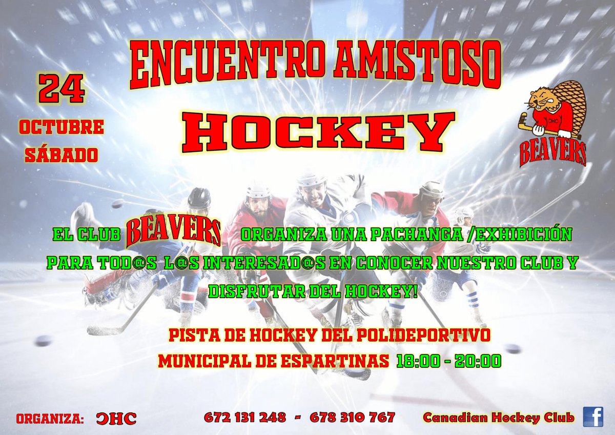 🏒 Mañana sábado, en el Polideportivo Municipal el club Beavers organiza una exhibición para todos aquellos que quieran disfrutar del hockey.