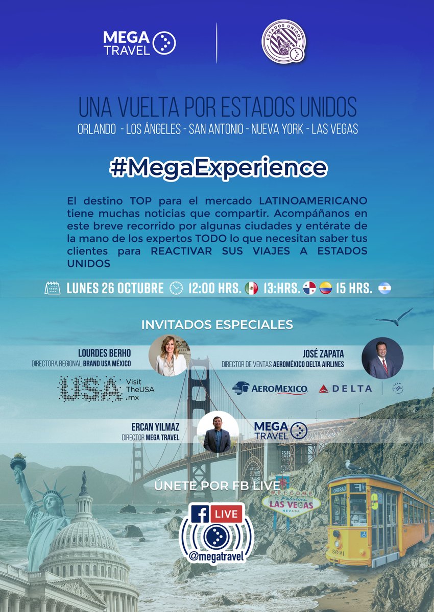pasillotco's tweet photo. ¡Una vuelta por Estados Unidos! 🇺🇸
¡Únete por el FB de @MegaTravel_MX a esta esta #MegaExperience el próximo lunes 26 de OCT a las 12pm!
https://t.co/vHe2NZxpR9
#MarcamosElDestino https://t.co/AwpitndAJ3
