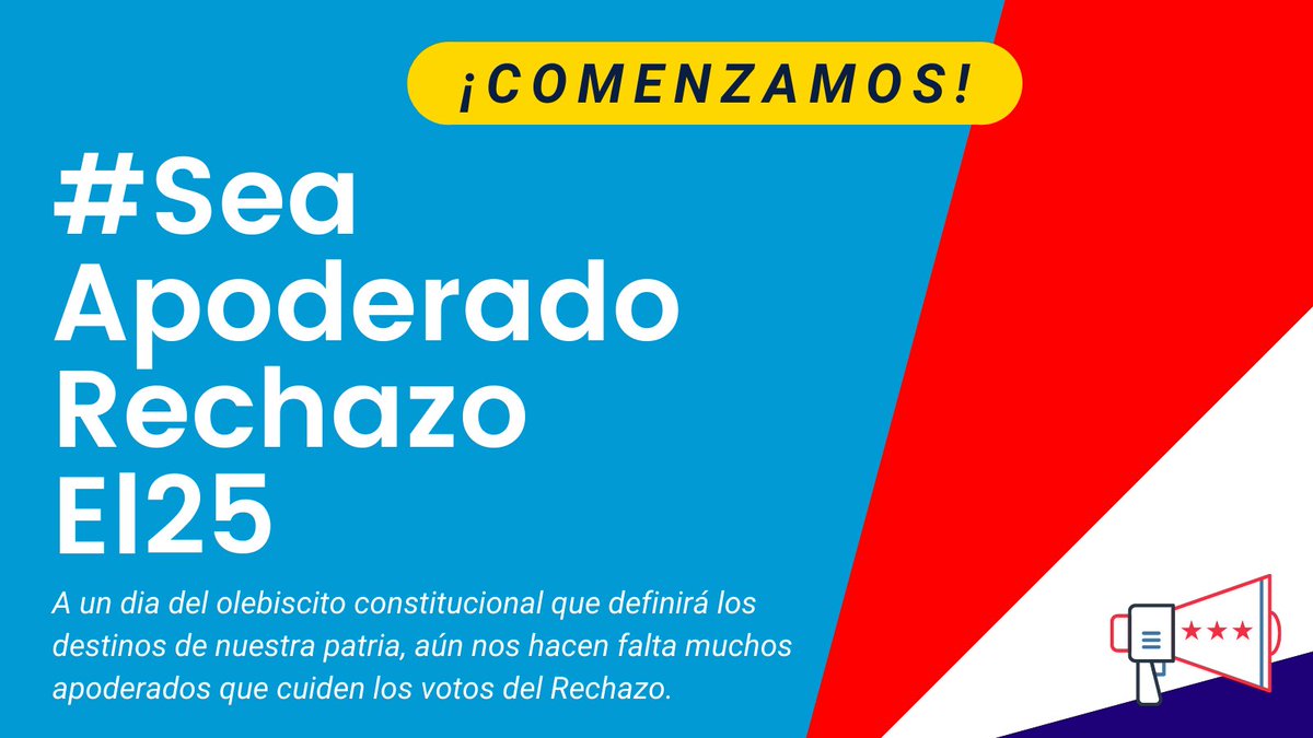 GonzaloWMS's tweet photo. Recuerden que la última eleccion la ganamos gracias a los miles de apoderados que voluntariamente fueron a cuidar nuestros votos.
Hoy estamos aún muy lejos de llegar a la meta, por eso le pedimos a los rechazones que #SeaApoderadoRechazoEl25 🇨🇱. https://t.co/S0HWD77YyY