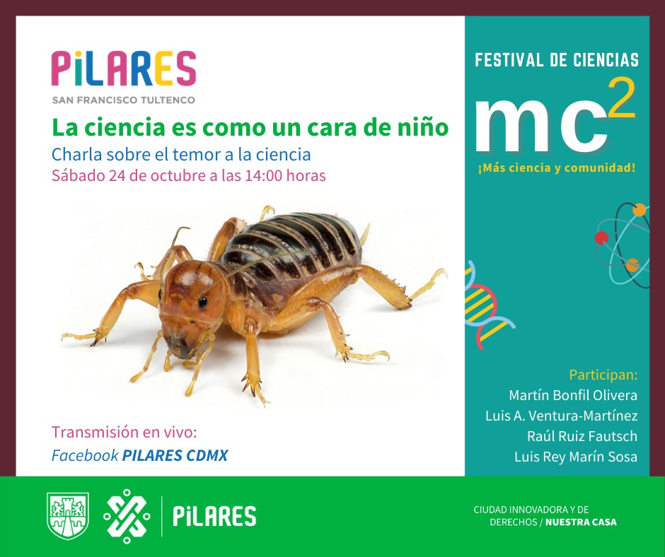 Mañana sábado estaré participando en esta charla organizada por PILARES CDMX sobre el temor a la ciencia, me tocará abordar  los mitos y la desinformación que existe sobre los transgénicos.
