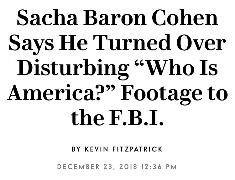 shoe0nhead's tweet photo. remember that time sacha baron cohen accidentally found a child trafficking ring and the FBI didn’t do anything about it https://t.co/RATyQMMT0T