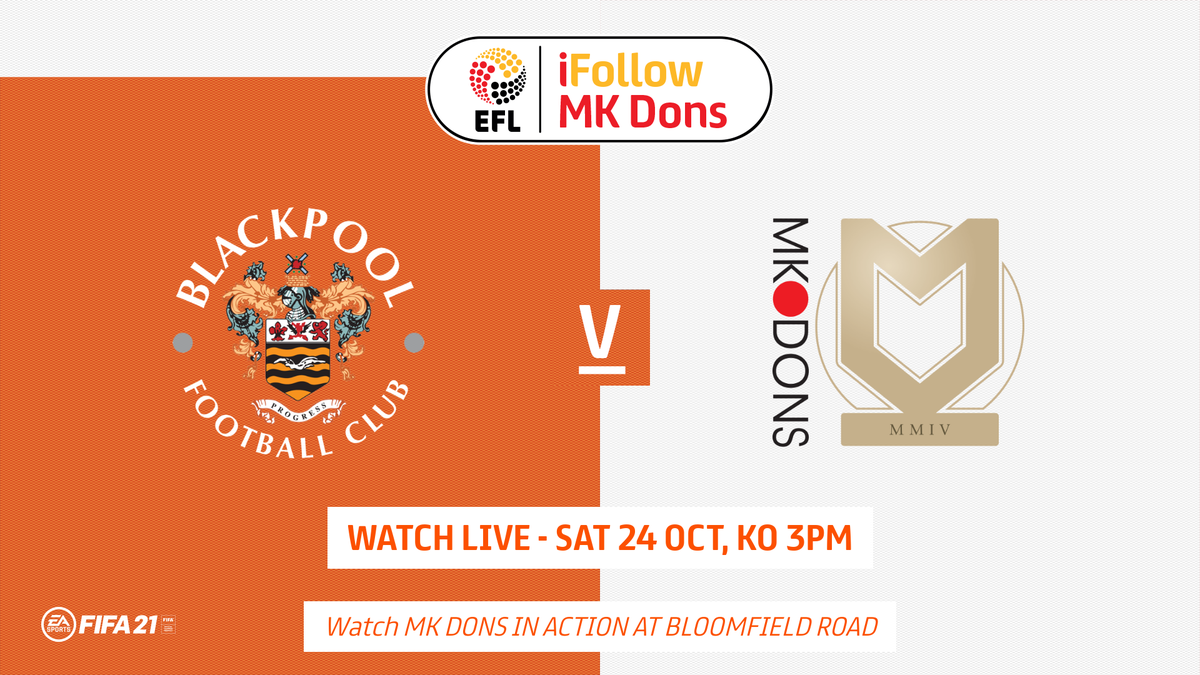 MKDonsFC's tweet photo. There is still time to purchase your Video Match Pass for this afternoon’s fixture with Blackpool!

Watch #MKDons in action right here 👉 https://t.co/iM10Kf3ViN https://t.co/YuRBR3Ziv0