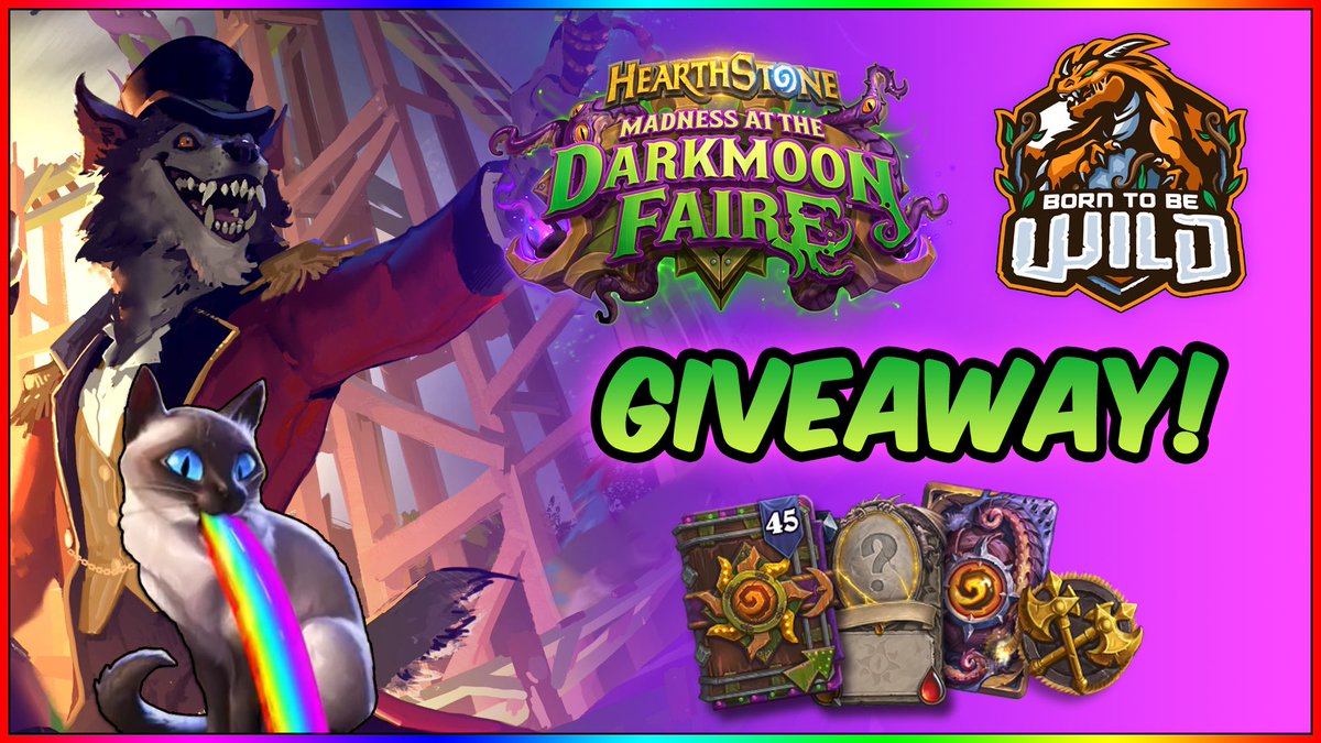 GIVEAWAY!!! ✨2x Darkmoon Faire Standard Pre-Purchase Bundle courtesy of Blizzard!

Includes:
🎡 45 Darkmoon Faire Packs​
👁 1 Darkmoon Faire Legendary
🦑 N'Zoth Card Back
🌈 Duels Early Access

TO ENTER:
✅ Like
✅ Follow <a href="/BornToBeWildHS/">Born to be Wild Podcast</a>
♻️ Retweet
✅ Sub bit.ly/3dSfe5D