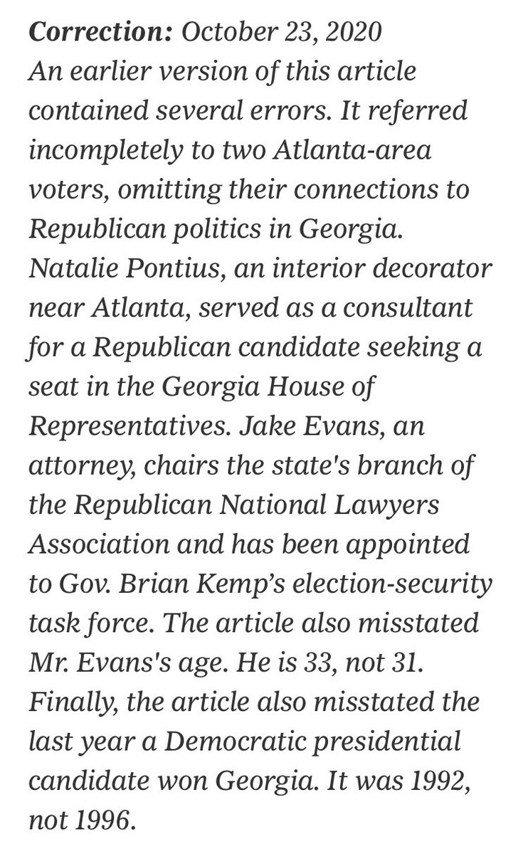 We believe the premise and the story are sound. Two of the voters quoted are clearly Trump supporters but initially weren’t fully identified because of a lack of info obtained in reporting and missed in editing. We corrected the article to add more info about these voters