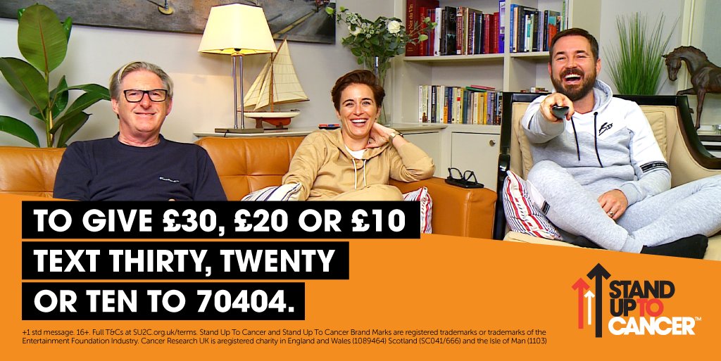 This evening’s very special episode of Celebrity #Gogglebox for #StandUpToCancer is all about accelerating life-saving research – your donations do that!

Please text THIRTY, TWENTY or TEN to 70404 to donate £30, £20 or £10. Thank you!

<a href="/C4Gogglebox/">C4 Gogglebox</a> <a href="/Channel4/">Channel 4</a>