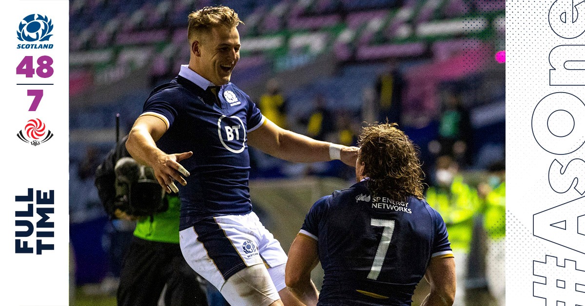 Scotlandteam's tweet photo. It's all over at @BTMurrayfield and Scotland have beaten Georgia 48-7 #AsOne https://t.co/Q3gblQVcQh