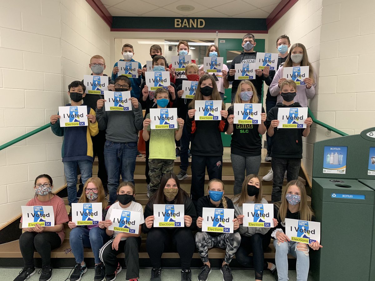 We exercised our democratic rights today by voting! <a href="/studentvote/">Student Vote</a> <a href="/CIVIX_Canada/">CIVIX Canada (EN)</a> <a href="/PrairieValleySD/">Prairie Valley School Division</a> <a href="/DMcMorrisSP/">Don McMorris</a> @jaredclarkeNDP #skvotes #skpolitics #grade8